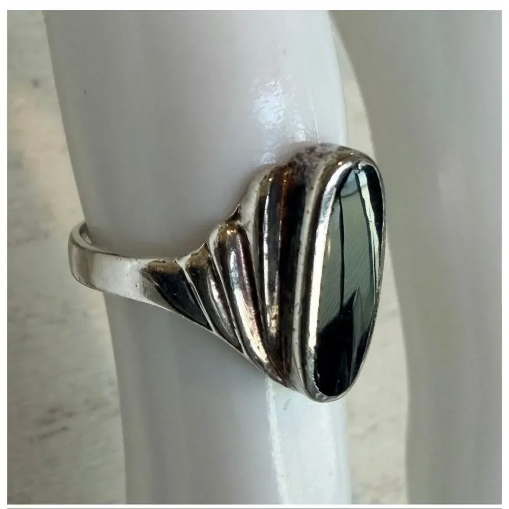 Vintage 925 Sterling Silver Black Onyx Ring
